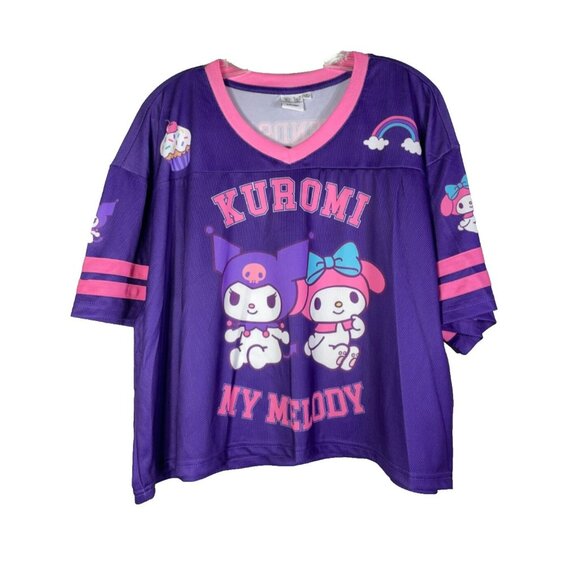 Women's Hello Kitty My Melody & Kuromi Graphic Football Skimmer Jersey Large - Picture 4 of 14